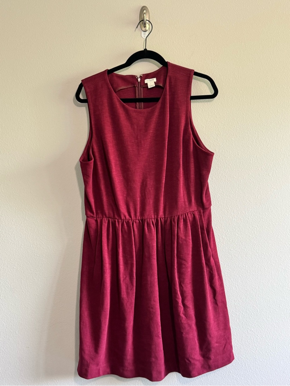 J. Crew Sleeveless Wine Red Gathered Waist Dress